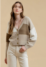 Load image into Gallery viewer, Patchwork Cable Knit Cardigan
