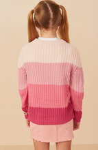 Load image into Gallery viewer, Colorblock Knit Sweater Pink - Youth
