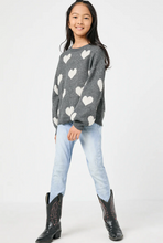 Load image into Gallery viewer, Knitted Heart Pullover Charcoal - Youth
