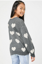 Load image into Gallery viewer, Knitted Heart Pullover Charcoal - Youth
