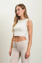 Load image into Gallery viewer, Reversible Sleeveless Fitted Crop Top - White
