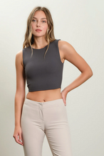 Load image into Gallery viewer, Reversible Sleeveless Fitted Crop Top - Charcoal
