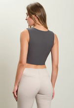 Load image into Gallery viewer, Reversible Sleeveless Fitted Crop Top - Charcoal
