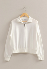 Load image into Gallery viewer, Half Zip Long Sleeve Sweater - White
