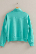 Load image into Gallery viewer, Half Zip Long Sleeve Sweater - Turquoise
