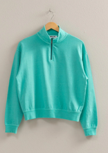 Load image into Gallery viewer, Half Zip Long Sleeve Sweater - Turquoise
