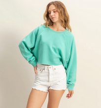 Load image into Gallery viewer, Cozy Relaxed Crop Sweater - Turquoise
