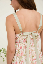 Load image into Gallery viewer, Floral Lace Trim Strap Back Midi Dress - Ivory Pink
