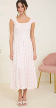 Load image into Gallery viewer, Bow Pattern Ruched Sleeve Midi Dress - Pink
