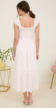 Load image into Gallery viewer, Bow Pattern Ruched Sleeve Midi Dress - Pink
