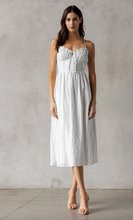 Load image into Gallery viewer, Sweetheart Neck Front Tie Midi - Blue White
