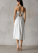 Load image into Gallery viewer, Sweetheart Neck Front Tie Midi - Blue White
