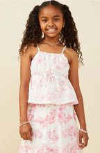 Load image into Gallery viewer, Textured Floral Peplum Tank Youth - Pink
