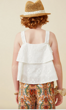 Load image into Gallery viewer, Floral Eyelet Tiered Tank White - Youth
