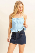 Load image into Gallery viewer, Poplin Smocked Waist Cami Top - Light Blue
