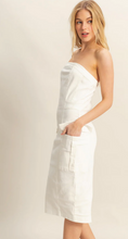 Load image into Gallery viewer, Strapless Stretchy Denim Midi Dress - White
