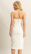 Load image into Gallery viewer, Strapless Stretchy Denim Midi Dress - White
