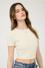 Load image into Gallery viewer, Short Sleeve Seamless Spandex Top - Light Khaki
