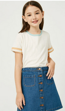 Load image into Gallery viewer, Contrast Stripe Tee White- Youth
