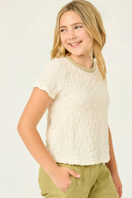 Load image into Gallery viewer, Textured Contrast Band Tee Ivory - Youth
