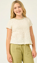 Load image into Gallery viewer, Textured Contrast Band Tee Ivory - Youth

