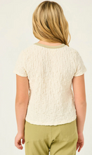 Load image into Gallery viewer, Textured Contrast Band Tee Ivory - Youth

