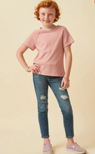 Load image into Gallery viewer, Waffle Knit Raglen Short Sleeve Pink - Youth
