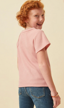 Load image into Gallery viewer, Waffle Knit Raglen Short Sleeve Pink - Youth
