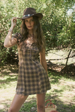 Load image into Gallery viewer, Plaid Lace Trim Mini Dress - Brown
