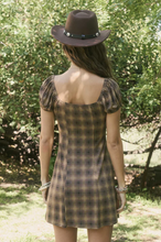 Load image into Gallery viewer, Plaid Lace Trim Mini Dress - Brown
