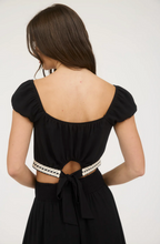 Load image into Gallery viewer, Contrast Lace Trim Backtie Top - Black
