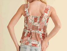 Load image into Gallery viewer, Smocked Knit Bandana Print Top Maroon - Youth
