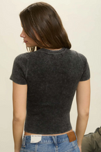 Load image into Gallery viewer, Washed Ribbed Short Sleeve Knit Tee - Charcoal
