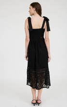 Load image into Gallery viewer, Lace Sheer Tie Strap Midi Dress - Black
