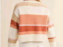 Load image into Gallery viewer, Drop Shoulder Boxy Striped Sweater - Beigie Multi
