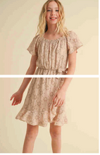 Load image into Gallery viewer, Eyelet Woven Faux Wrap Dress - Taupe
