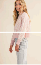 Load image into Gallery viewer, Round Neck Leopard Print Sweater Light Pink - Youth
