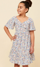 Load image into Gallery viewer, Ditsy Floral Flutter Sleeve Midi Dress - Blue
