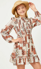 Load image into Gallery viewer, Paisley Print Patchwork Smocked Dress - Youth
