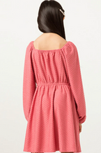 Load image into Gallery viewer, Swiss Dot Smocked Long Sleeve Dress Mauve - Youth

