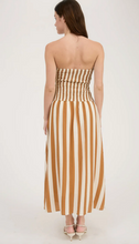 Load image into Gallery viewer, Vertical Stripe Strapless Midi Dress - Tan
