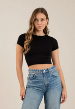 Load image into Gallery viewer, Solid Reversible Short Sleeve Top - Black
