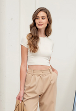 Load image into Gallery viewer, Solid Reversible Short Sleeve Top - Cream
