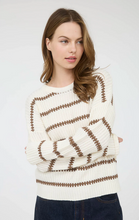 Load image into Gallery viewer, Striped Two Tone Knit Pullover - Cream
