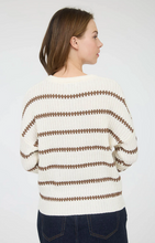 Load image into Gallery viewer, Striped Two Tone Knit Pullover - Cream
