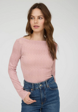 Load image into Gallery viewer, Boat Neck Crochet Knit Top - Mauve
