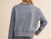 Load image into Gallery viewer, Crewneck Patch Seam Sweater Blue - Youth
