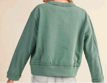 Load image into Gallery viewer, Crewneck Patch Seam Sweater Teal Green - Youth
