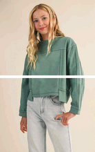Load image into Gallery viewer, Crewneck Patch Seam Sweater Teal Green - Youth

