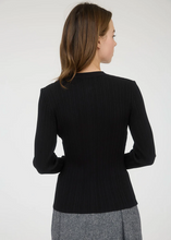 Load image into Gallery viewer, Striped Knit Split Hem Cardigan - Black
